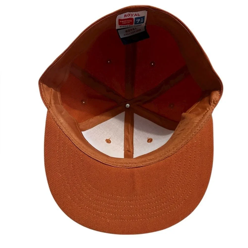 Flat Rat Rust Orange Fitted Hat Size 7 1/4 Royal Original Embroidered Patch Cap